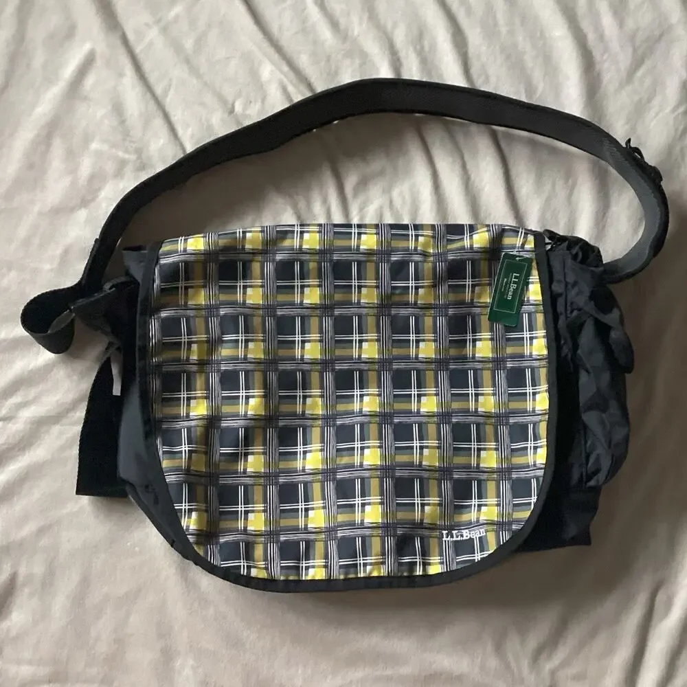 LL.Bean Yellow Plaid Messenger Bag NWT– Clueless Gorpcore Preppy Laptop Office